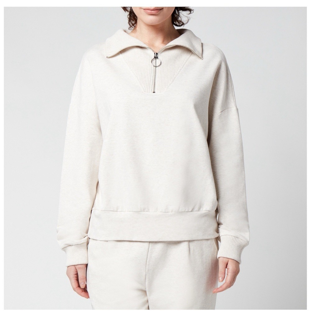 Varley Cream Half-Zip Sweatshirt